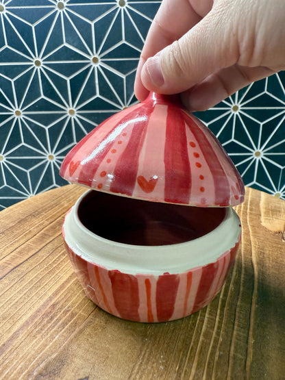 stripe lidded trinket dish